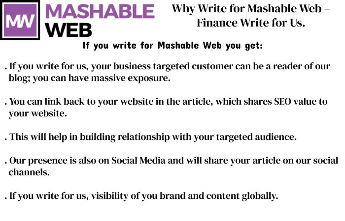 Why Write for Mashable Web – Finance Write for Us.