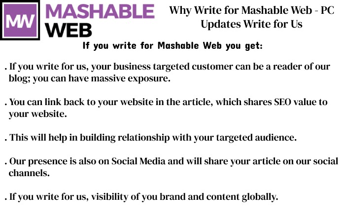 Why Write for Mashable Web – PC Updates Write for Us